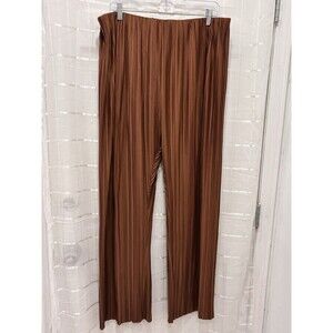 Calvin Klein Pleated Wide Leg Pants Womens Large Brown Rust Flowy Dress Pants
